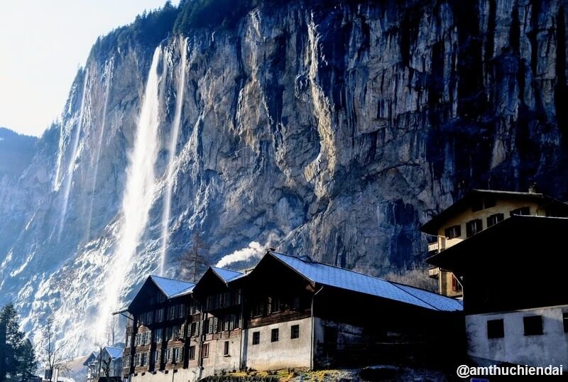 Lauterbrunnen village and LautStaubbach Falls