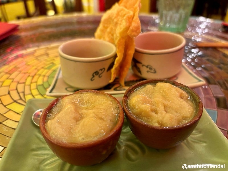 homemade tofu cracker with tamarind sorbet at Madame Hien