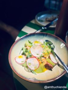 Grilled octopus served with Ajo Blanco