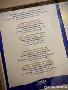 Pasta Menu - Etesia